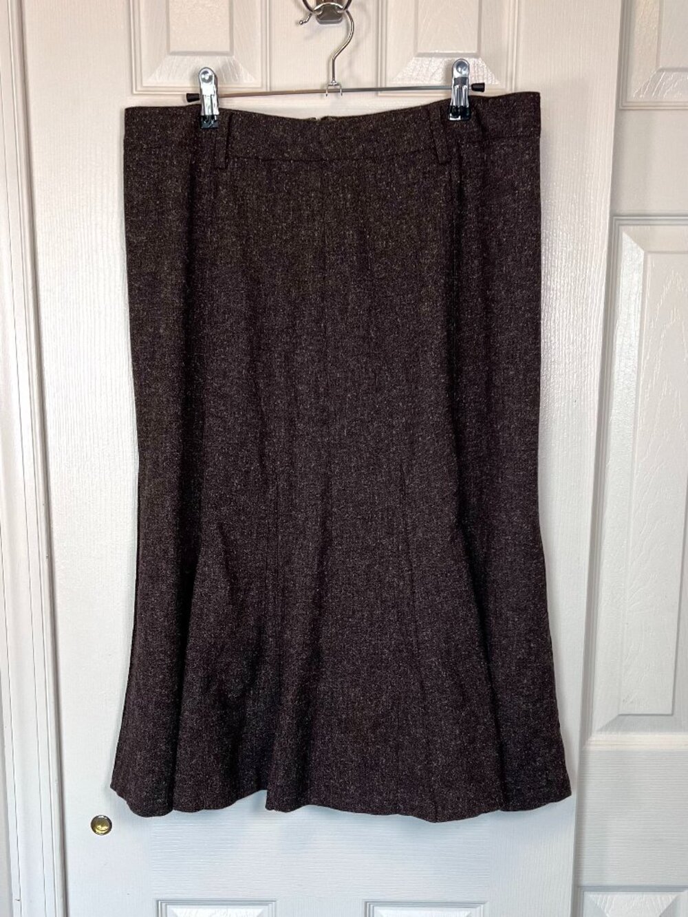 East 5th Brown Pleated Trumpet Midi Skirt with Belt Loops Size 14